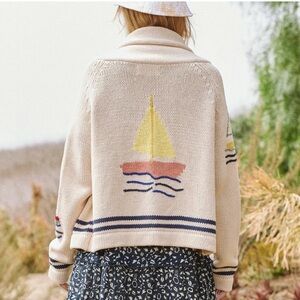 THE GREAT. The Harbor Cardigan (Sailboat) NWOT size 1 small